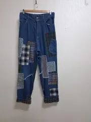 日本ヴィンテージ KOhaku パッチワークバギーデニム ハーレム インディゴ オス-メス 31 32