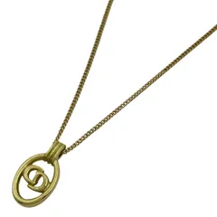 クリスチャンディオール Christian Dior ロゴ ネックレス CD オーバル型 ネックレス GP ゴールド レディース 【中古】