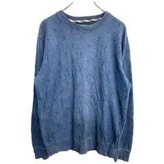 VANS プリントスウェット トレーナー Sサイズ バンズ 総柄 ネイビー 古着卸 アメリカ仕入 t2406-3081