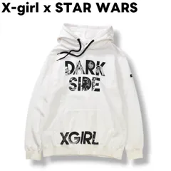 日本製 エックスガール X－girl x スターウォーズ STAR WARS ダークサイド 帝国軍 キャラクター プリント パーカー スウェット フーディー 裏地 パイル ONE SIZE ホワイト ストリート レディース ♪