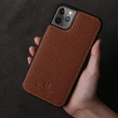 [HANATORA] iPhone11 Pro Max 本革ケース シュリンクカーフレザー スマホケース 茶色 ブラウン キャメル