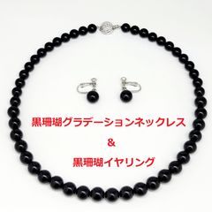 ☆珊瑚ネックレス☆黒珊瑚グラデーションネックレス＆イヤリング