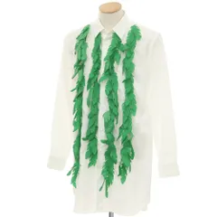 【中古】コムデギャルソンオムプリュス COMME des GARCONS HOMME PLUS 2024年春夏 ポリエステル リーフ ロング カジュアルシャツ ホワイトxグリーン【サイズS】【メンズ】