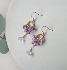 アメジストとスコロライトのシャンデリアピアス NO.57