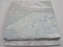 優美な御所解文の袋帯　白地　正絹 Prices down2】未仕立て袋帯 「御所解き文様」 西陣織 螺鈿 日本製