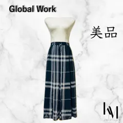 Global Work グローバルワーク ロングスカート フレアスカート チェック ブラック フリーサイズ