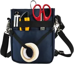 CARRY ALL BEFORE ONE 多機能 3WAY文具ウエストポーチ ペンケース マチ付き ペンポーチ ポケットオーガナイザー ナースポーチ ベルトポーチ 作業ポーチ 仕事用 事務 看護 介護 撥水(ネイビー,  オープンタイプ M)