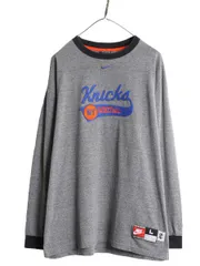 【お得なクーポン配布中!】 00s NBA オフィシャル ナイキ ニックス 長袖 Tシャツ メンズ L 00年代 オールド NIKE センター スモール スウッシュ ヘビーウェイト バスケ