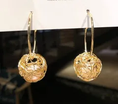 フープピアス ゴールド パール シンプル プレゼント