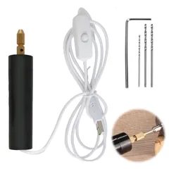 新品 PAVIKE ハンドドリル USB ピンバイス 電動【5本セット】電動ハンドドリル 小型 精密ドリル 穴あけ 手芸 DIY工具 ドリルビット3本と六角スパナ1本付き ポータブル穴開け工具 ジュエリー、プラスチック、コルク、樹脂に最適