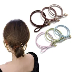 新品 Natunofu ヘアゴム リボン 髪ゴム おしゃれ 大人 金具付き 跡がつかないヘアゴム 御洒落 髪 ゴム アクセサリー付き 可愛い 韓国風 簡約 無地 上品 小物 ヘアアクセ お団子6本セット おしゃれ 大人 シンプル （六色-2）