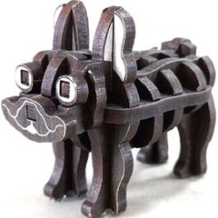 パズル造形　ミニチュア動物「フレンチブルドッグ」　シート貼りＭＤＦウォルナット（濃茶）