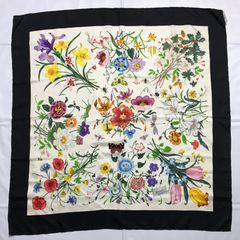 2508-235｜美品｜グッチ スカーフ シルク ネイビー 花柄 2508-235｜美品｜グッチ スカーフ シルク ネイビー 花柄 - メルカリ