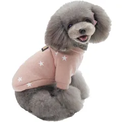 Twinsno 犬の服 秋冬 星柄 小型犬 防寒 あったか フリース ドッグウエア 愛犬 スター ぺット服 お散歩 犬服ブランド (M, ピンク (桃色)) [ピンク (桃色)] [M]