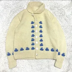 希少　ユーロ古着　カウチンニット　セーター　カーリング　両面デザイン　肉厚　ビンテージニット　カーディガン　ジャケット