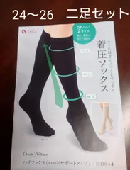 シャルレハードサポートタイプハイソックス24〜26サイズブラック二足セット入荷したて未開封激安！