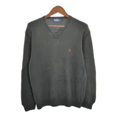 90年代 Polo by Ralph Lauren ポロ ラルフローレン Vネック コットン ニット セーター ワンポイントロゴ (メンズ L) 中古 古着 S0223