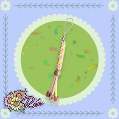 ハンドメイド　スエードストラップ(黄色･ピンク)