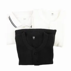 ユニクロ UNIQLO ヘンリーネックTシャツ ポロシャツ まとめ 3点セット 長袖 半袖 M L 黒 ブラック 白 ホワイト /GV