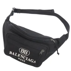 【美品】BALENCIAGA ウェーブロゴ ボディバッグ ブラック　ホワイト バレンシアガ(BALENCIAGA) メンズ ボディバッグ・ウエストポーチ