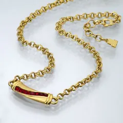 LANVIN　レッドストーン ネックレス（ゴールド）