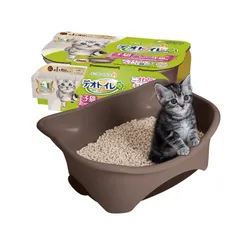 【大安売り】デオトイレ 猫用 トイレ 子猫~5kgの成猫用 本体セット ツートンブラウン おしっこ ペット用品 ユニチャームのサムネイル