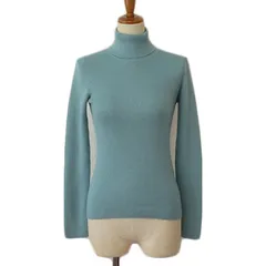コムサイズム COMME CA ISM セーター リブニット タートルネック ウール混 M 青 ブルー