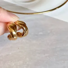 ステンレス クロスデザインフープピアス