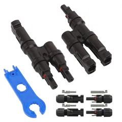 GTIWUNG 1組 MC4 コネクター(T字型) ソーラーパネル専用 MMF + FFM ブランチ Y型並列MC4コネクター 2組 セット MC4コネクター ソーラーパネル 接続ケーブル用 MC4型コネクター (オス・メス) MC4コネクタ 取り付けレン 1