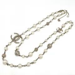 Q2690 シャネル ココマーク×エッフェル塔パール×ラインストーン ネックレス