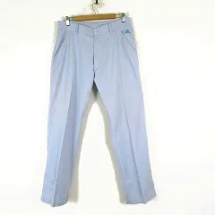 アディダス adidas ゴルフ パンツ スラックス NLY-31  バーズアイ柄 ロゴ 刺繍 テーパード センタープレス 85cm 水色 ライトブルー 白 ホワイト 国内正規品