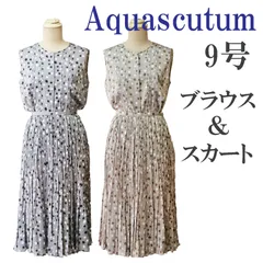 新品tp10 アクアスキュータム　セットアップ　アクアス　水玉　ベージュ　黒　9号　Mサイズ　レディース　英国ブランド　レナウン　おしゃれ
