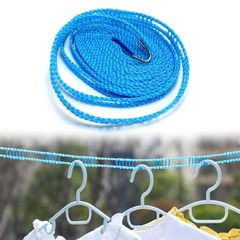 新品 FamGift 洗濯ロープ 物干しロープ 1個入り 防風 落下防止 ハンガー掛け スリット付き 旅行物干しロープ ホームホテル キャンプ 室内外用 携帯便利 伸縮物干し竿 洗濯ロープ 物干しロープ 5m（ブルー）