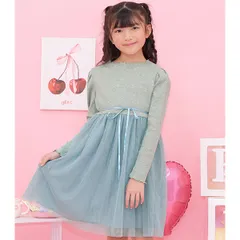 Bee【♪クーポン利用で20％OFF♪】ドッキングワンピース◇ライトグレー×くすみブルー◇子供服 キッズ 女の子 100 110 120 130 140 150
