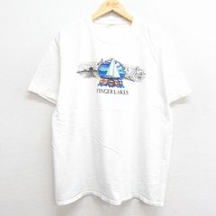 XL/古着 半袖 ビンテージ Tシャツ メンズ 00s フィンガーレイク ヨット 国旗 大きいサイズ クルーネック 白 ホワイト 24jul19 中古