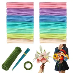 ワイヤーアート 造花 DIY材料セット 曲げ可能 花束作り 手作りギフト 誕生日 母の日 手芸キット 記念日用 贈り物 300本