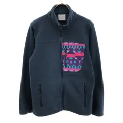 コロンビア フリースジャケット L ネイビー Columbia アウトドア 幾何学柄 レディース