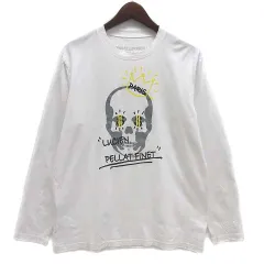 ルシアンペラフィネ LUCIEN PELLAT-FINET LPF PARIS ハンドライティング スカル Tシャツ カットソー 長袖 ロンT ホワイト 白 Mのサムネイル