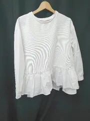 ◇ Θ OPAQUE.CLIP オペークドットクリップ フレア 長袖 チュニック サイズM ホワイト レディース E  【1506110011091】