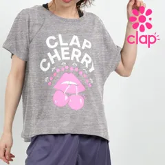 新品 クラップ フィットネス ウェア clap フィットネスウェア レディース Tシャツ クラップ 半袖 CLAP CHERRY DOLMAN ロゴ チェリー サクランボ ドルマン Tシャツ 新作