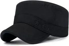 Capprecier 帽子 キャップ メンズ ワークキャップ ミリタリー レディース コットン 平頂帽 春 夏 秋 冬 日よけ帽子 アウトドア 紫外線対策 調整可能 軽量 おしゃれ 男女兼用(ブラック,  60.0 cm)
