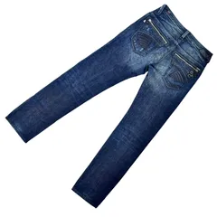 DIESEL ディーゼル デニム バックポケット ネイティブ柄 レザー 装飾 ジップ デザイン テーパード スリム ジーンズ SLAMMER 008BI 2000年代 デッドストック W31 L34 イタリア製 ローライズ ダーク インディゴ ビンテージ加工