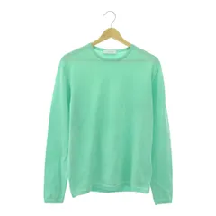 【近年タグ】クルチアーニ Ｖネック 長袖ニット ターコイズブルー 48サイズ カシミヤタッチ薄手ニット by Super 120'sメリノ/Vネック
