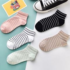 夏新商品 レディース 靴下 まとめ売り 5足セット おしゃれ 保育士 ソックス ボーダー柄 蒸れない 綿靴下 春夏 くつした くつ下 socks