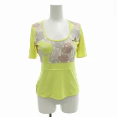 アディダス バイ ステラマッカートニー adidas by Stella McCartney Tシャツ カットソー メッシュ切替 ロゴプリント M 黄 イエロー /HD 1014
