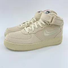 【中古】Stussy × NIKE Air Force 1 Mid Fossil Stone スニーカー 26.5cm DJ7841-200 ベージュ ステューシー ナイキ[10]