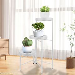 新品 KOMCLUB プランタースタンド フラワースタンド 花台 3段 階段状 植木鉢台 ガーデンラック プランターベース 組み立てが簡単 安定 盆栽棚 観葉植物 鉢置き リビング 玄関 室内 ベランダ ラワースタンド・園芸ラック 飾り棚 (ホワイト)
