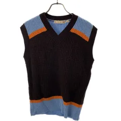 マルニ ユニクロ Ｖネック ニットベスト M ブラウン系 MARNI UNIQLO レディース 古着 【240210】