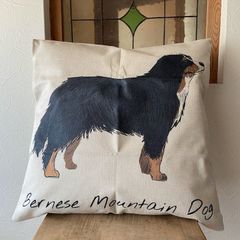 リネンクッションカバー・バーニーズマウンテンドッグ　45x45cm　カバーのみ