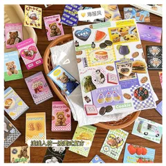 【豆本】６冊set 300枚 コラージュ シールブック   紙モノ デコ 素材